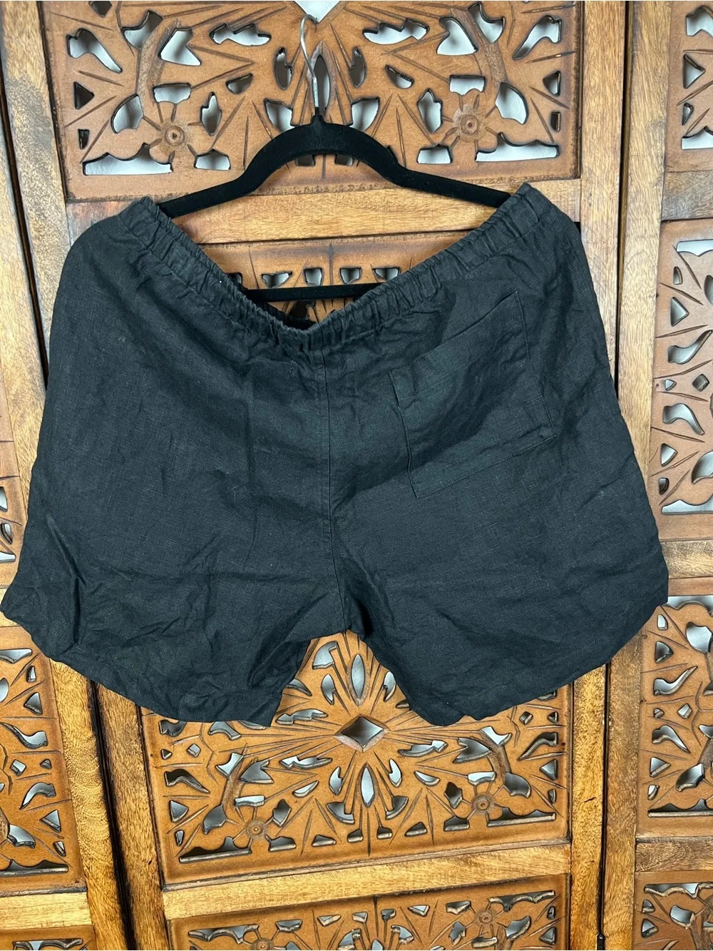 Alex Crane ‘Bo’ Black Drawstring Linen Shorts